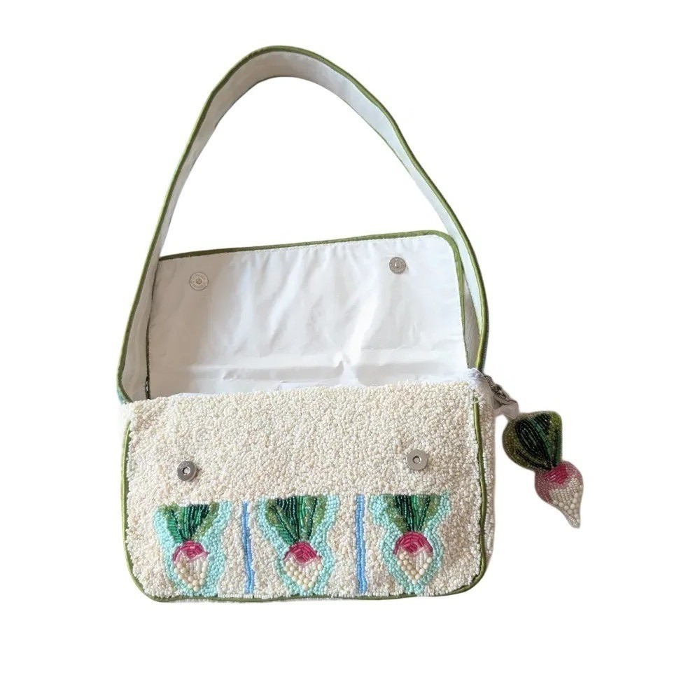 Handcrafted In India Viral Beaded Radish Shoulder Bag with Charm NWT - Picture 5 of 9